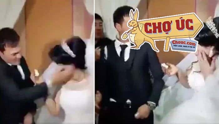 A video of an Asian woman being physically assaulted by her husband on their wedding day has gone viral on Twitter