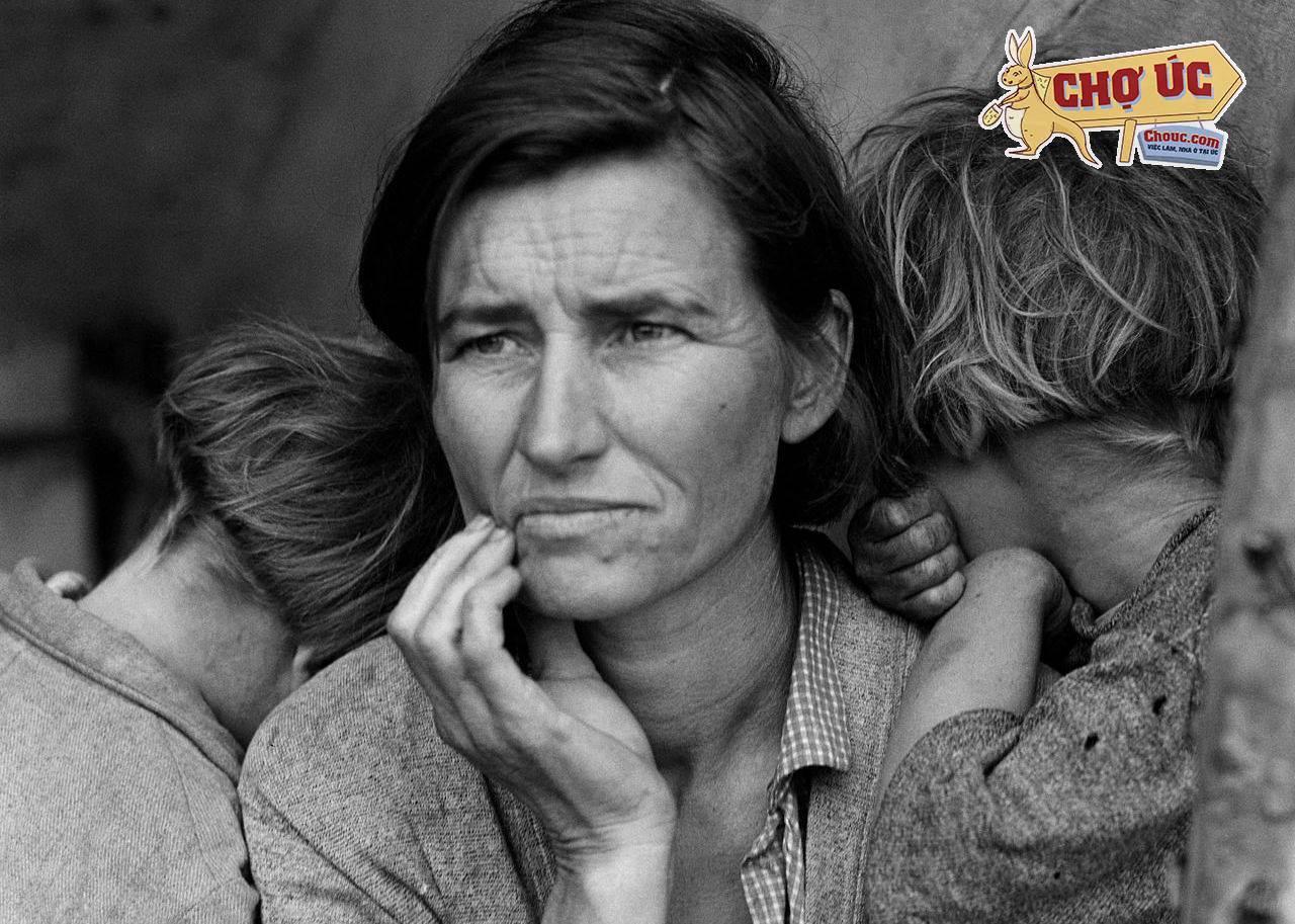 Bức ảnh nổi tiếng thời Đại suy thoái ở Mỹ có tên "người mẹ nhập cư" của Dorothea Lange chụp năm 1936